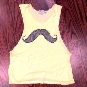 BNWT Wildfox Neon Mustache Muscle Tank